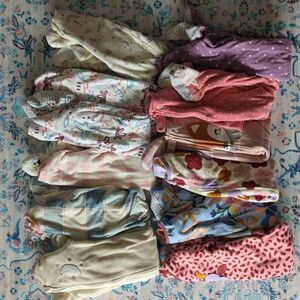 12-18M fleece zippered footie pajamas lot of 12